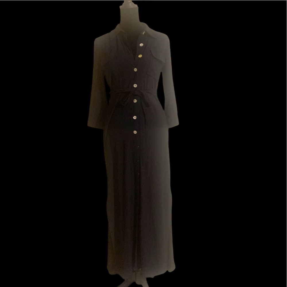 Navy blue button down maxi dress